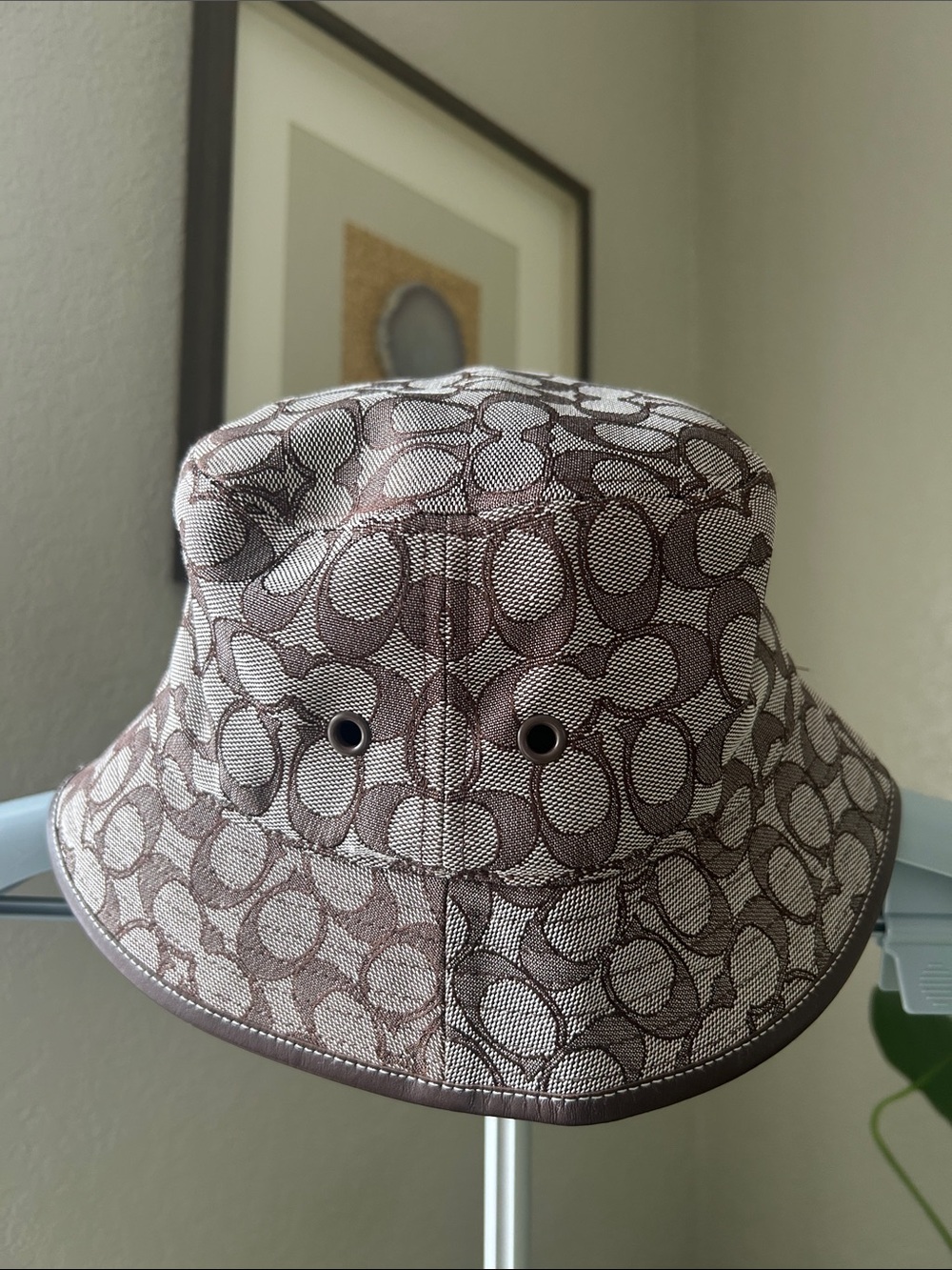Coach Kids Brown Signature Logo Bucket Hat